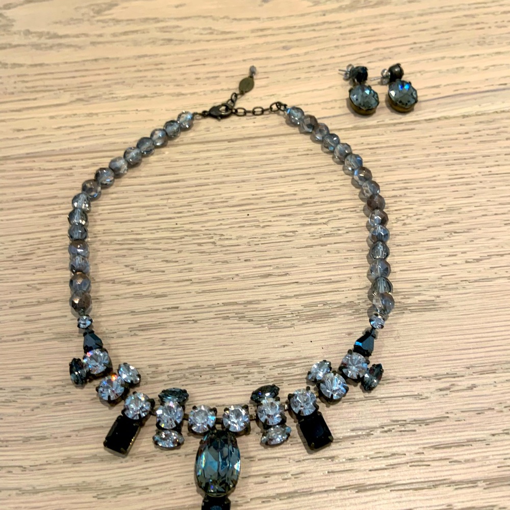 Crystal necklace and earring set